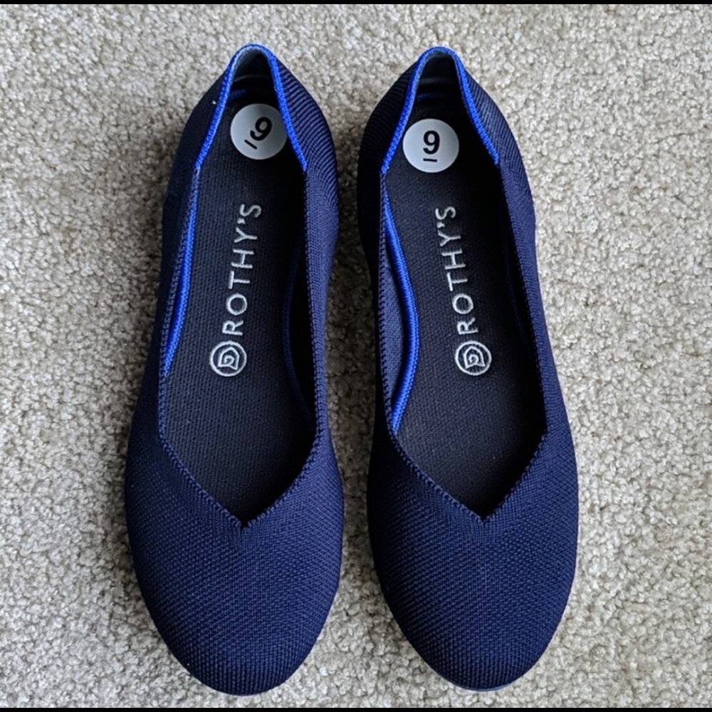 Rothy’s navy blue flats round toe 9
